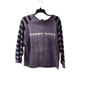 Baggy Boys Vintage 80s 90s Purple Stripe Pullover XL Men Sweatshirt HAS WEAR